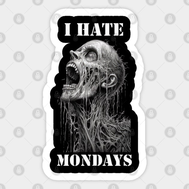 Monday Blues: I Hate Mondays Sticker by TooplesArt